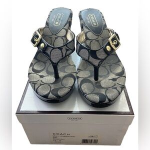 Coach Black and Cream Women's Sandals